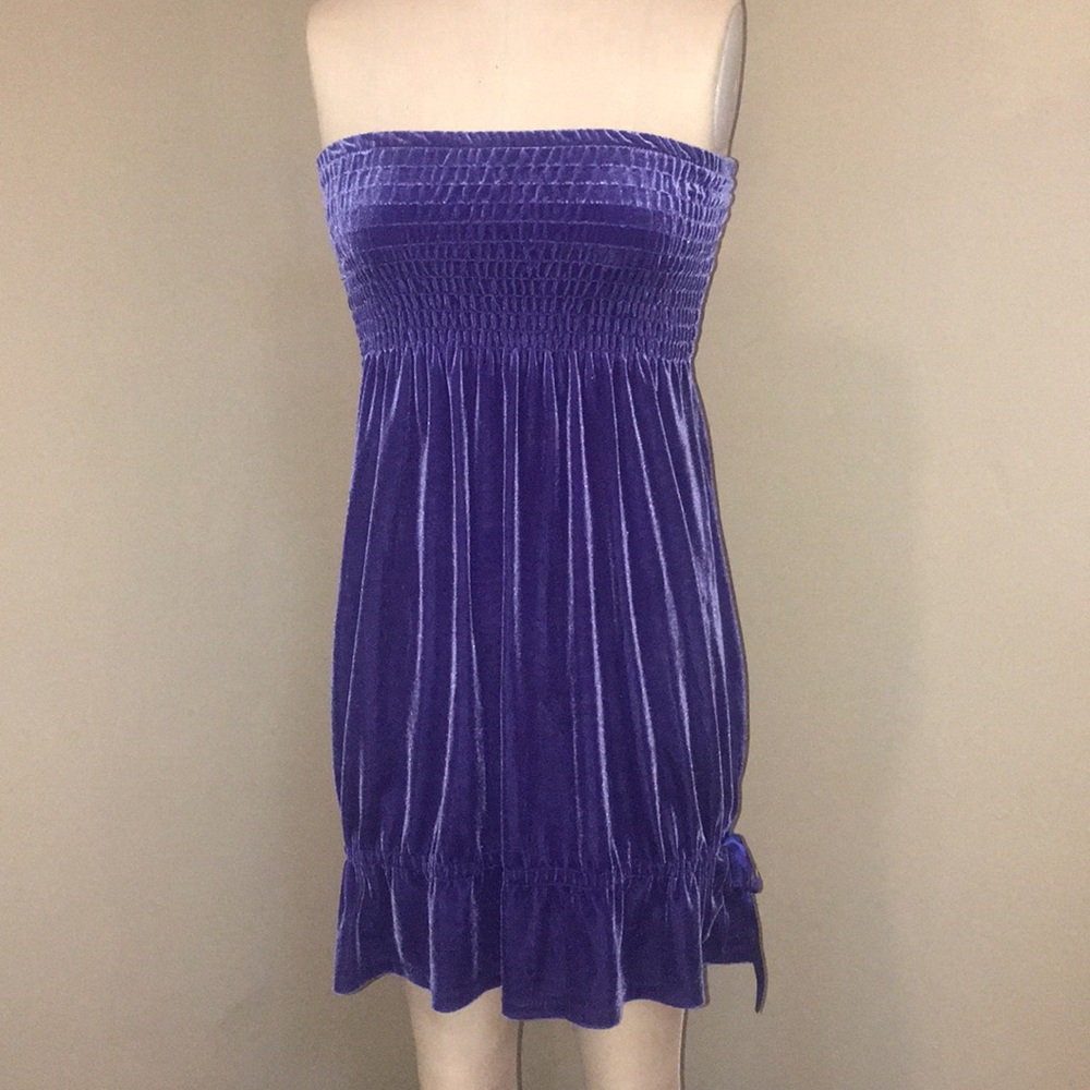 Purple, velvet dress with tie on side